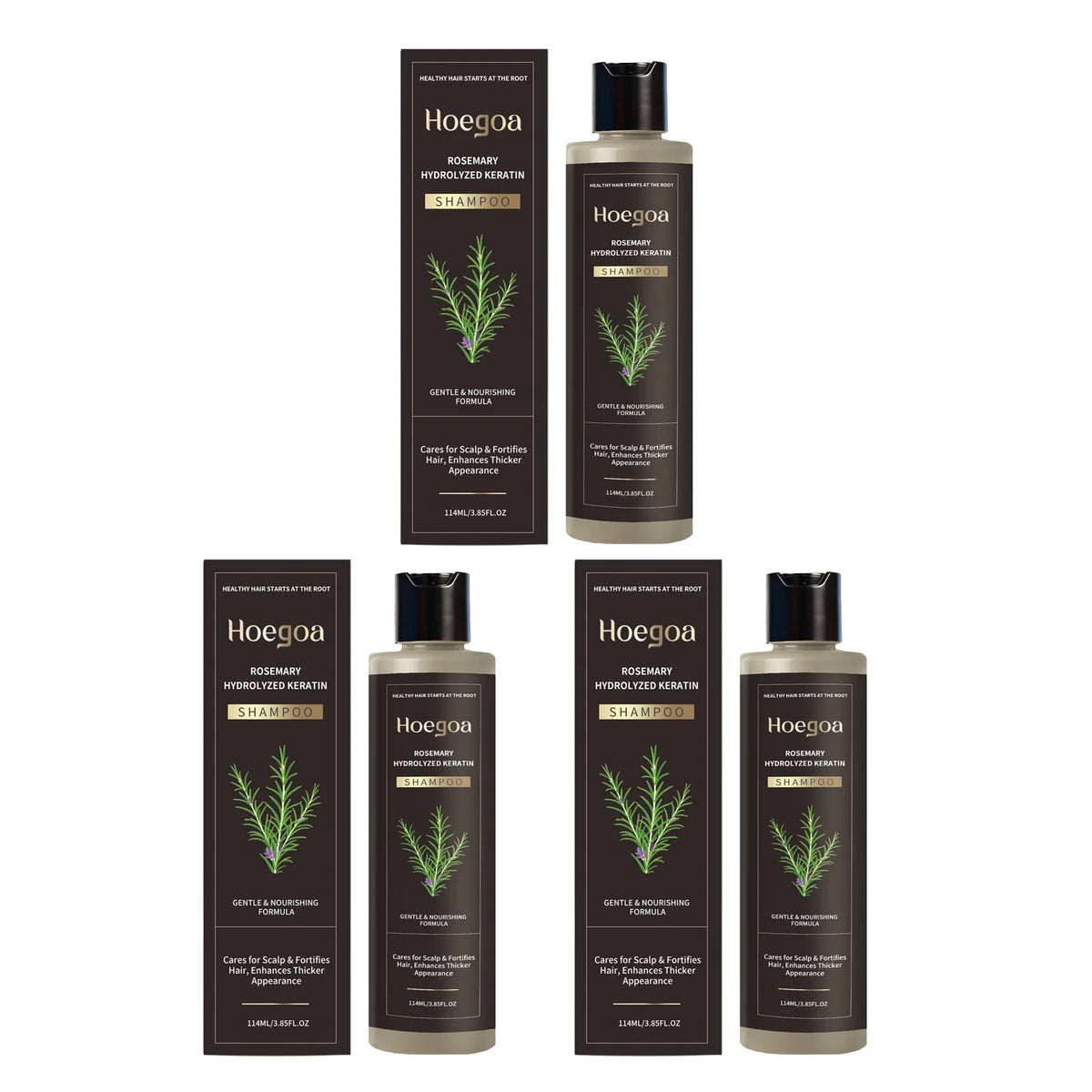 HOEGOA Rosemary Shampoo – Volumizing & Thickening 114ml Hair Shampoo Qst 3pcs