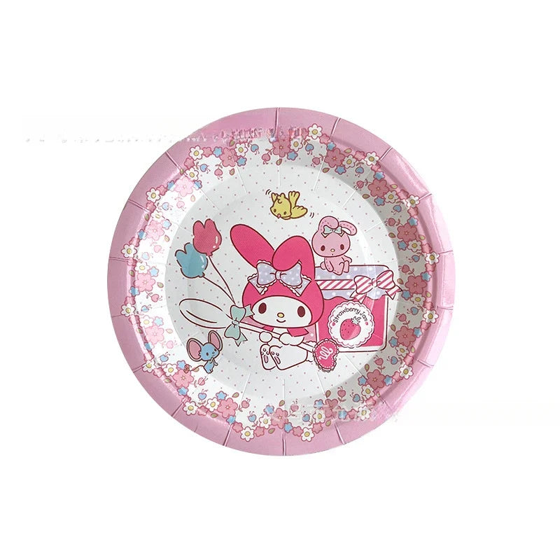 Hello Kitty & Kuromi Birthday Party Disposable Tableware Set Party Tableware Set Qme 7 inches Pack of 10