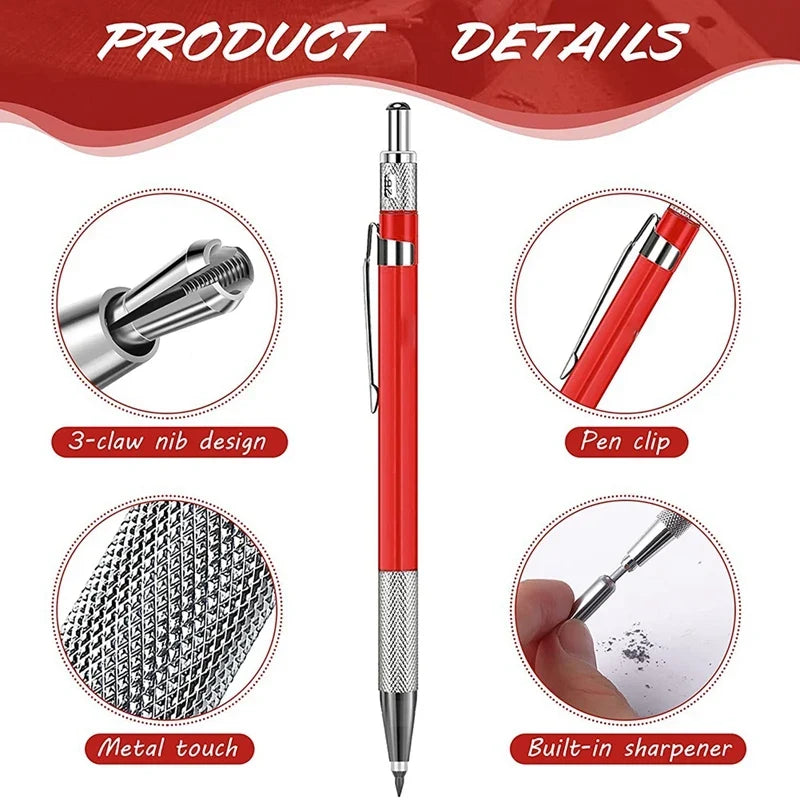 Silver Streak Welder's Mechanical Pencil & Metal Marker Refills Metal Marking Pencil Qme