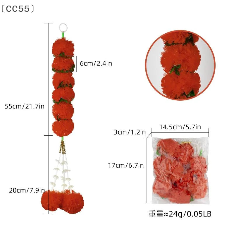 Marigold Flower Garland – Halloween, Diwali & Fiesta Décor Floral Party Garland Qst