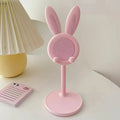 Adjustable Rabbit Cartoon Desktop Phone Stand | Cute Pink Desktop Phone Stand Qme Pink