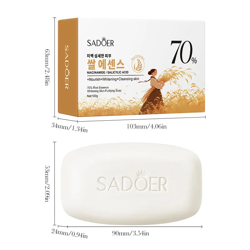 Rice Extract Soap – Niacinamide & Salicylic Acid Deep Cleansing Cleansing Soap Bar Qme