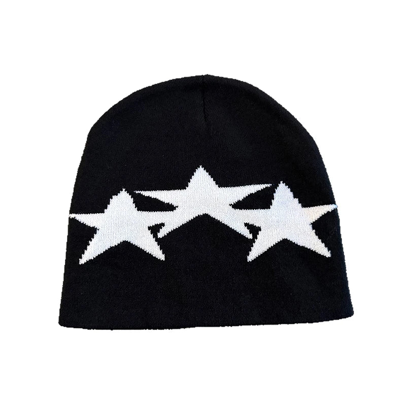 Y2K Pentagram Knit Beanie – Unisex Winter Streetwear Hat Knit Beanie Hat Qst