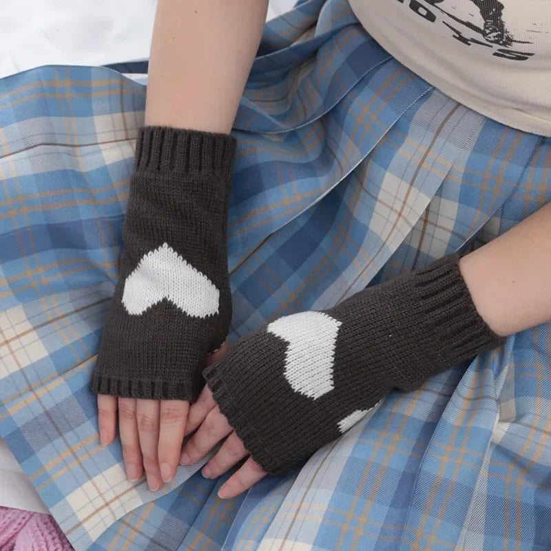 Women's Knitted Fingerless Gloves – Warm Soft Winter Half-Finger Mittens Fingerless Knit Gloves Qme A-10 Length -20cm