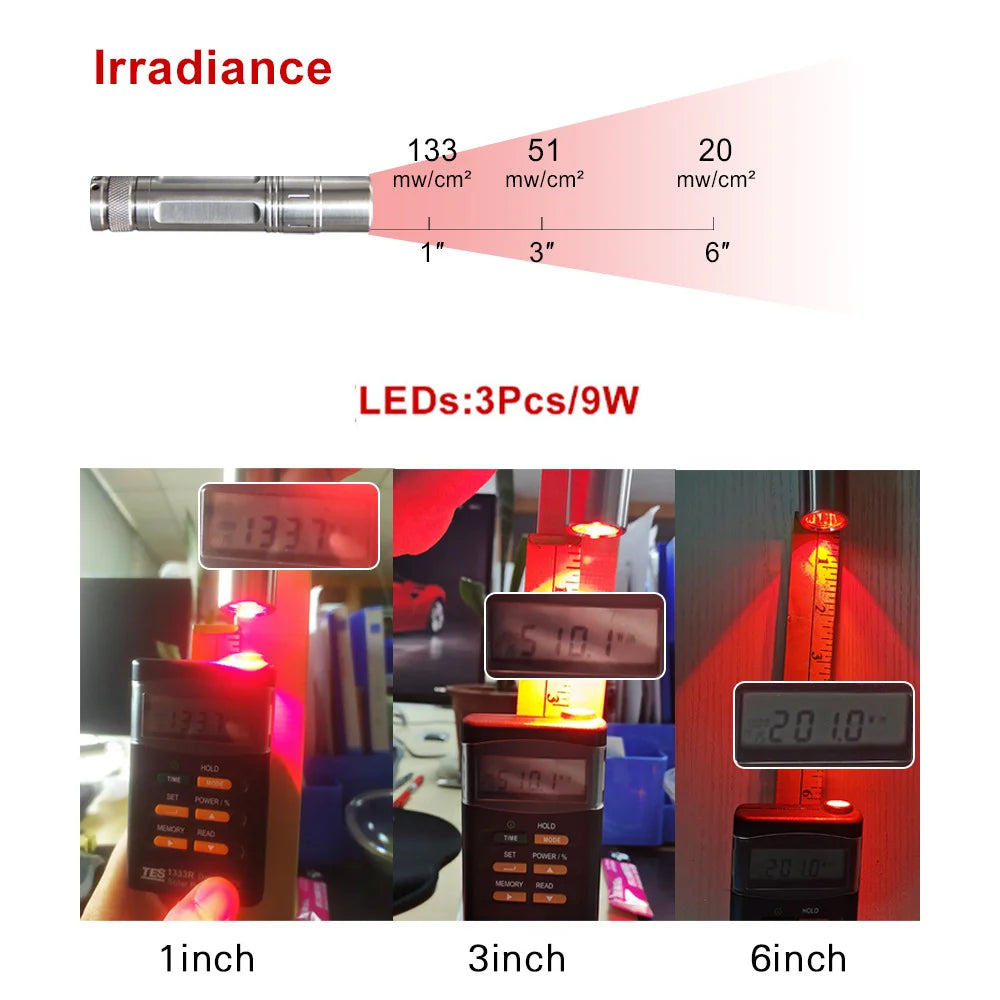 Portable Red Light Therapy Lamp 630nm 660nm 850nm USB Wand Red Light Therapy Wand Qst