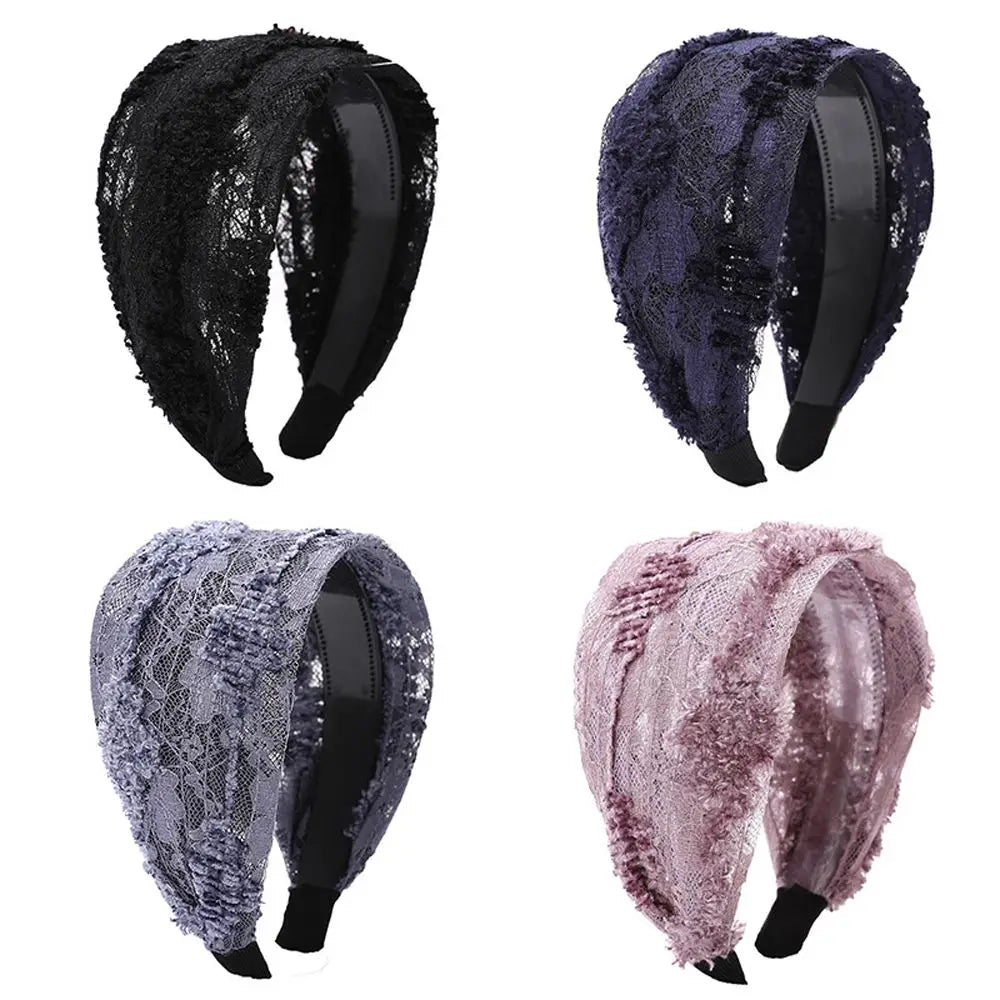 Retro Lace Wide Headband – Stylish Face Wash Hair Hoop Lace Hair Headband Qme