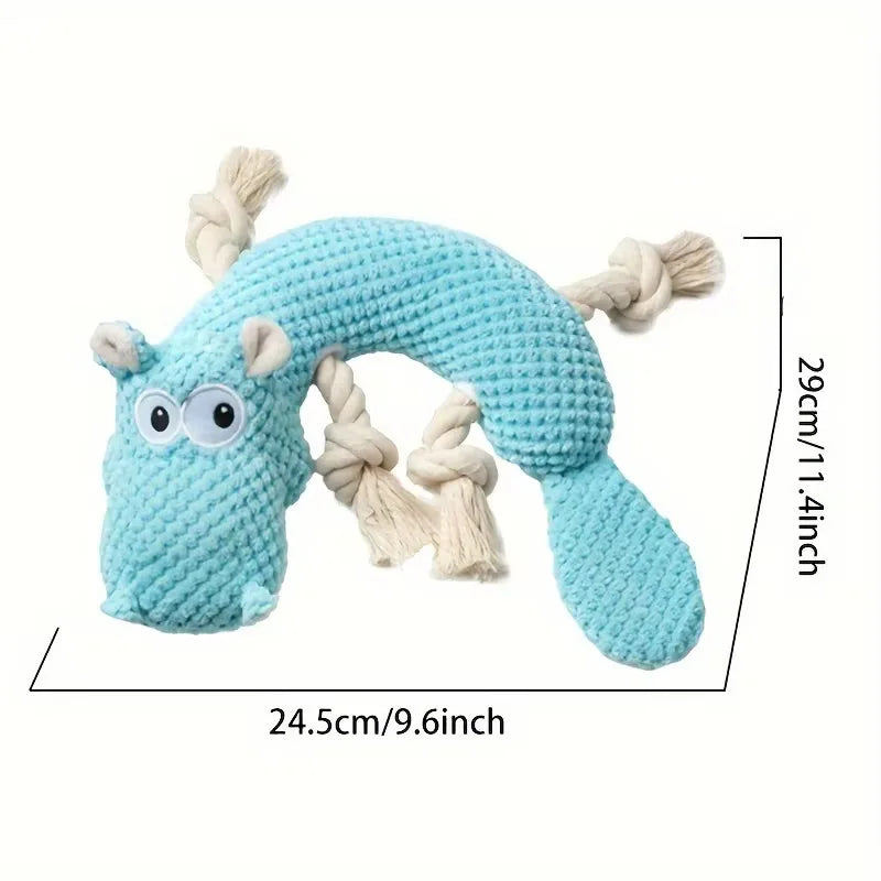 Blue Hippo & Pineapple Plush Squeaky Dog Toy | Qme Plush Squeaky Dog Toy Qme