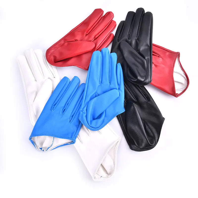 Women's Half Palm PU Leather Gloves – Dance & Party Fashion Dance Gloves Qst