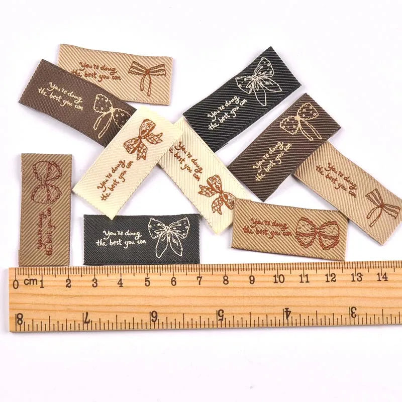Knitted Bow Labels DIY Sewing 44x20mm – 30pcs | Qme Sewing Bow Labels Qme