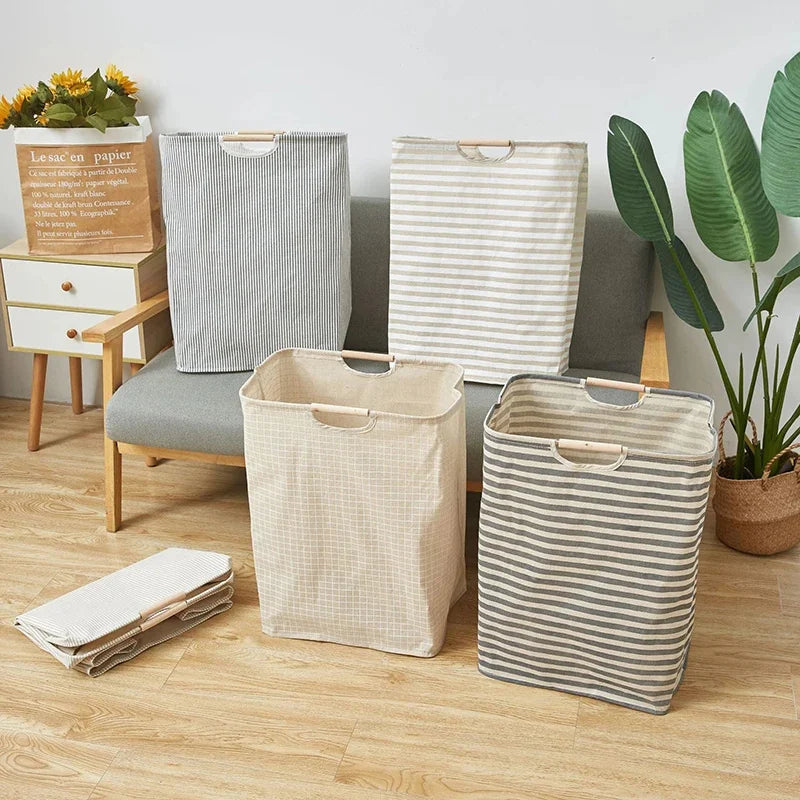 Waterproof Cotton Linen Laundry Basket – Foldable Hamper Laundry Hamper Qme