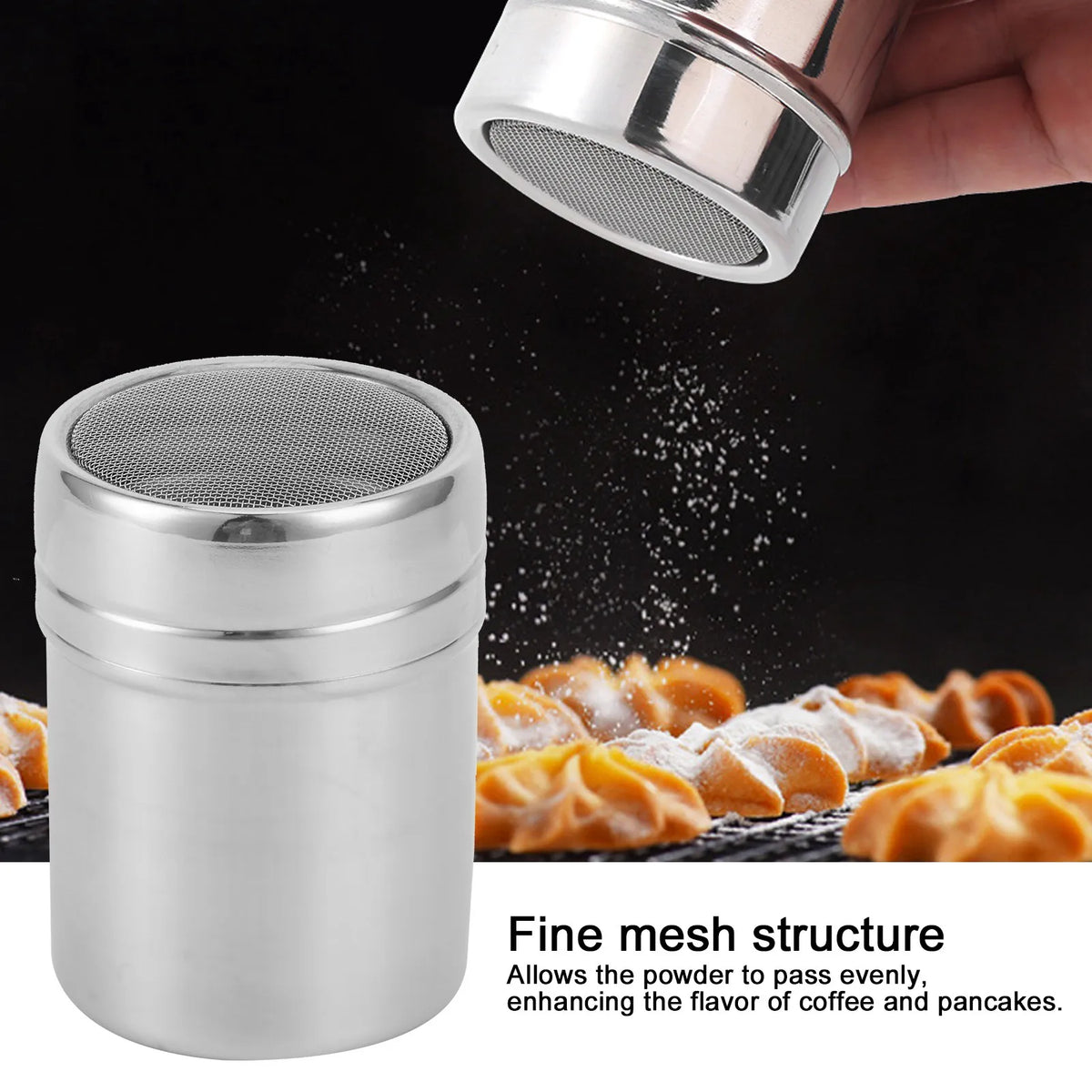 Fine Mesh Powder Shaker – 304 Stainless Steel Flour Sifter Powder Shaker Sifter Qme
