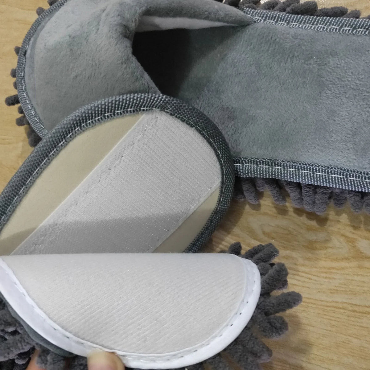 Microfiber Mop Slippers – Open Toe Floor Cleaning Socks Mop Cleaning Slippers Qme