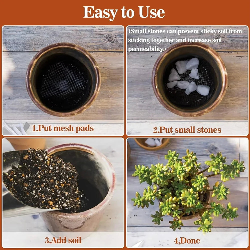 Flowerpot Mesh Gasket Pads – Leakproof Soil Drainage Liner Pot Drainage Liner Qme
