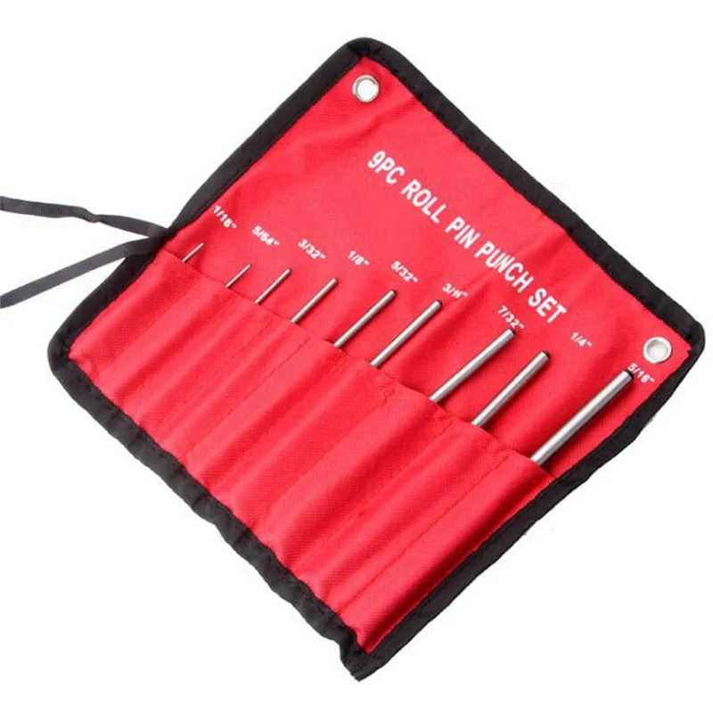 9-Piece Steel Multi-Size Round Head Pin Punch Impact Driver Set Pin Punch Set Qme