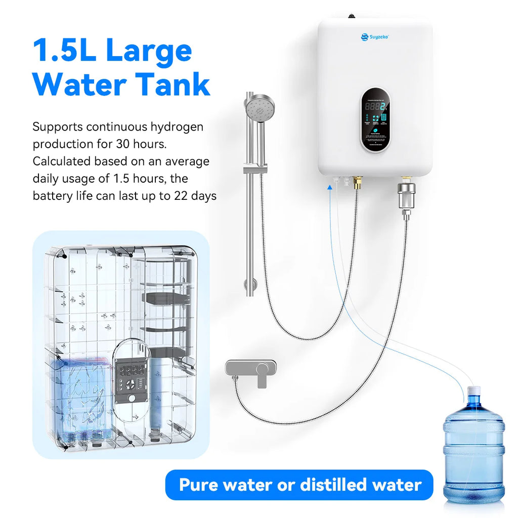 Suyzeko Wall-Mounted H2 Hydrogen Bath Machine | Home SPA Hydrogen Bath Machine Qst