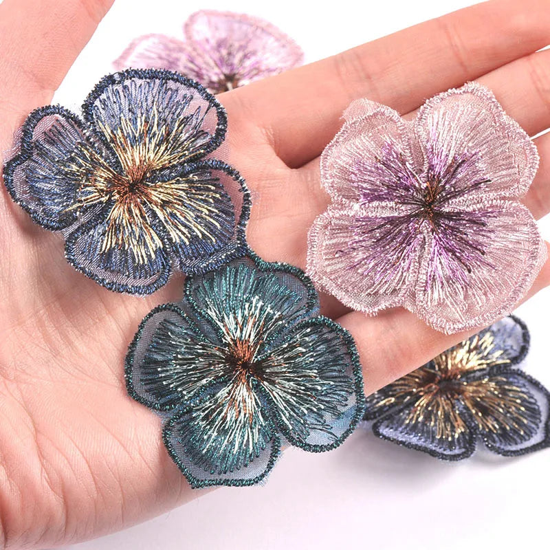 Flower Lace Embroidery Mesh Appliqués – 20pc Sewing Patches Embroidery Appliqué Patches Qme
