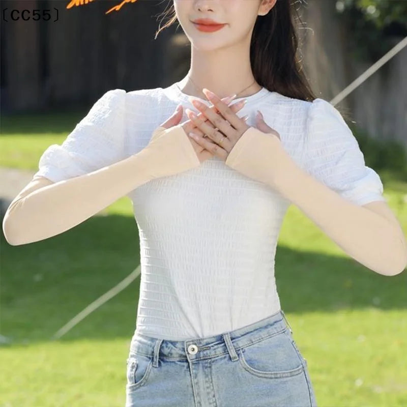 UV Protection Ice Silk Arm Sleeves – Unisex Summer Covers UV Arm Sleeves Qst
