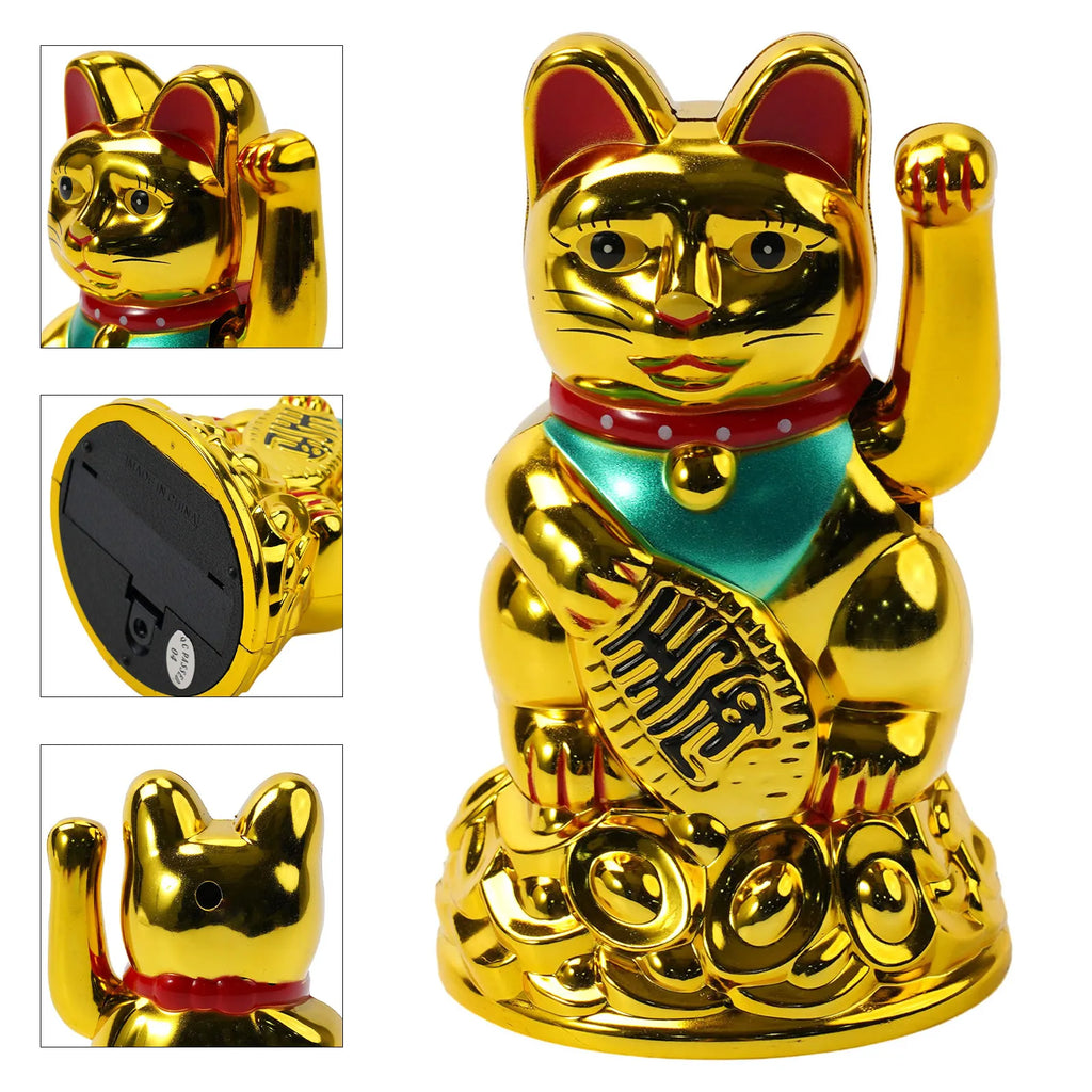 Maneki Neko Lucky Cat Figurine | Waving Fortune Cat Decor Lucky Cat Figurine Qme