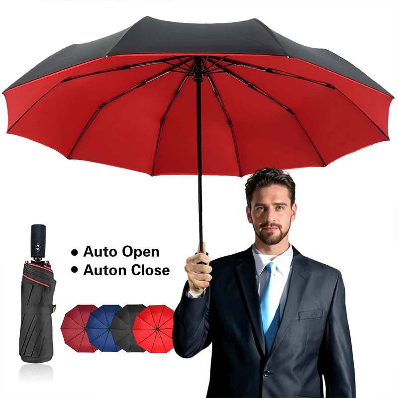 Windproof Double Layer Auto Folding Umbrella – Sun & Rain Windproof Folding Umbrella Qst