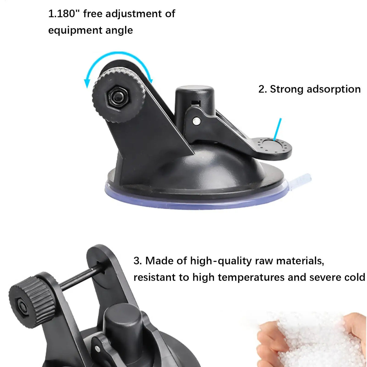Universal Dash Cam Suction Mount – 180° Adjustable Car Holder Dash Cam Mount Qme