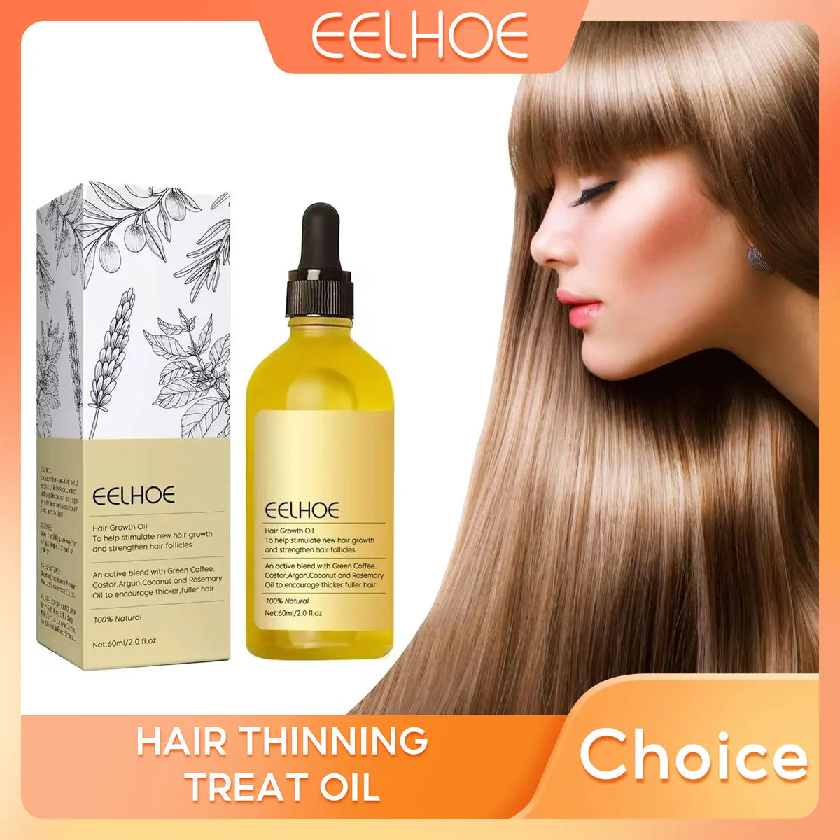 EELHOE Hair Growth Essence Oil – Scalp Nourishing Serum 60ml Hair Growth Serum Qst 60ml Boxed