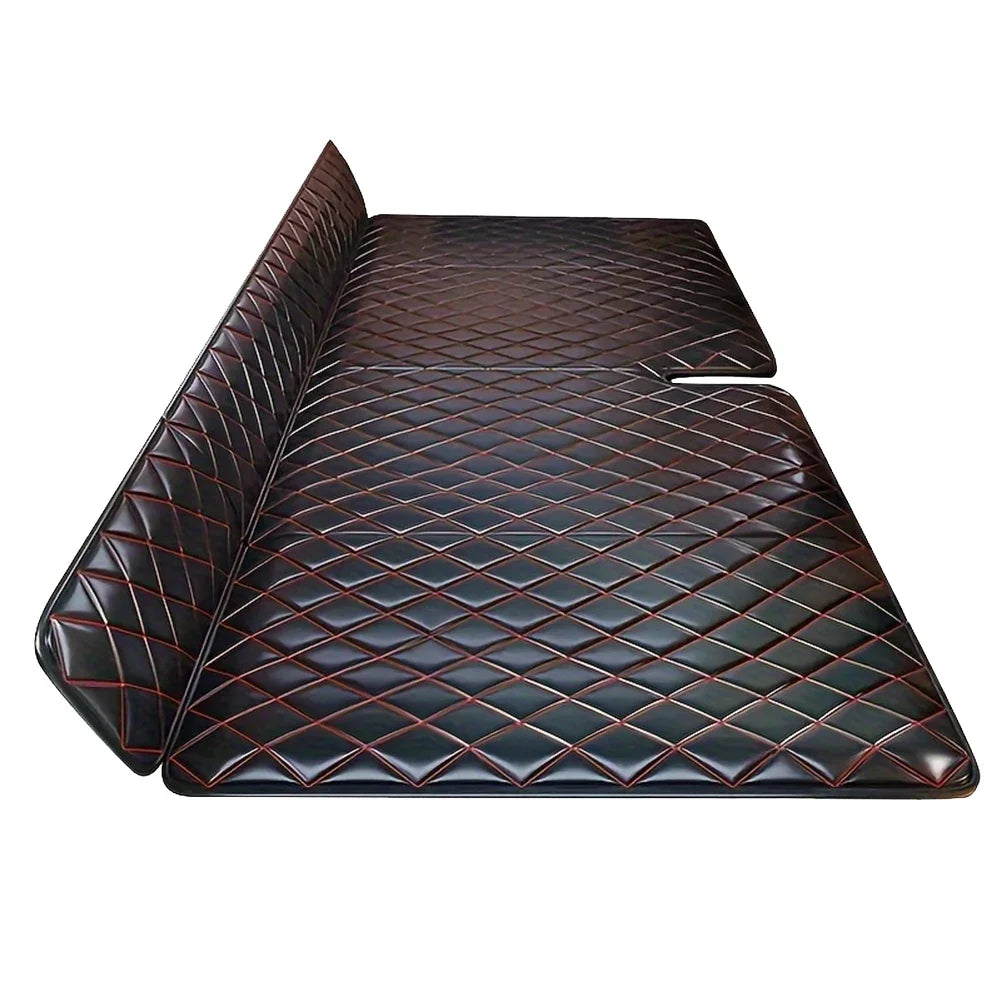 PU Leather Car Back Seat Folding Mattress | Non-Inflatable Portable Car Seat Mattress Qme Black