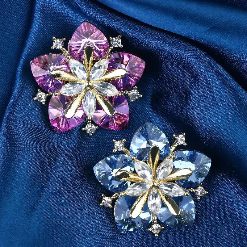 Crystal Peach Blossom Brooch – Shining Flower Lapel Pin Floral Brooch Pin Qme