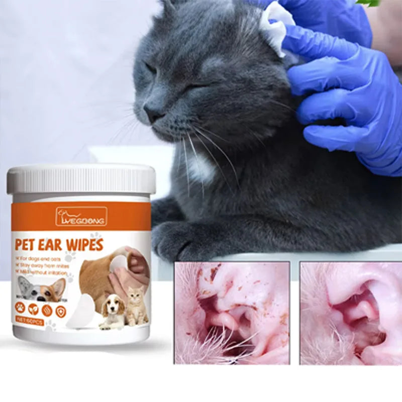 Pet Ear Wet Wipes – Gentle Cleaning & Odor Control 60ct Pet Ear Wipes Qme