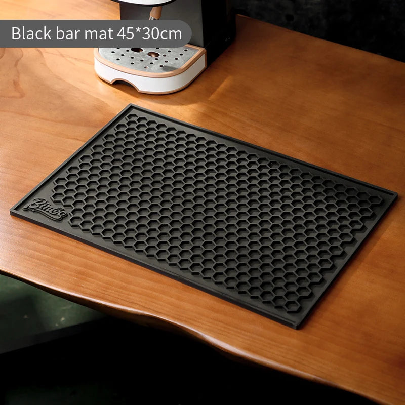 Bincoo 45x30cm Silicone Barista Tamping Mat – Non-Slip Espresso Barista Tamping Mat Qst black