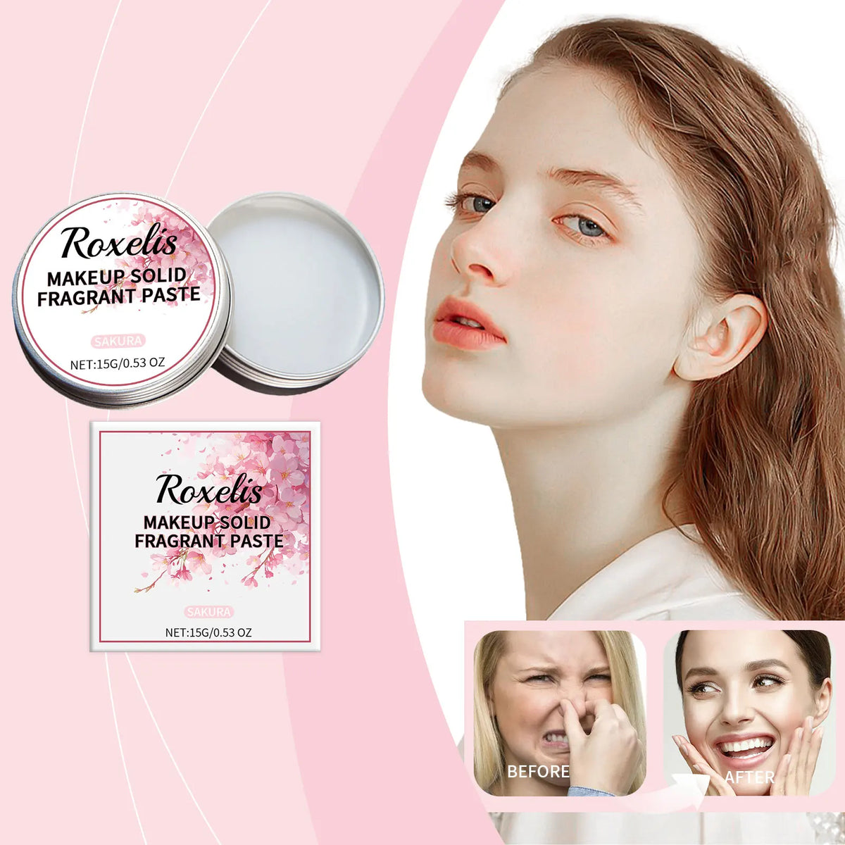 ROXELIS Sakura Solid Perfume Balm – Travel Fragrance for Women Solid Perfume Balm Qst