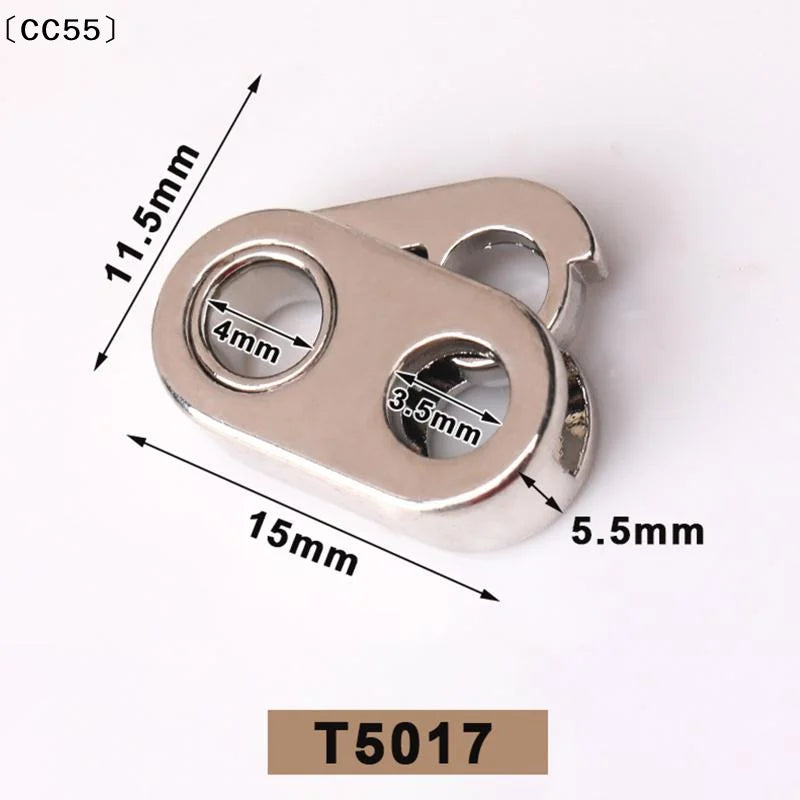 10Pcs Metal Spring Cord Lock Double Hole Stopper Buckle for DIY Cord Lock Buckle Qst