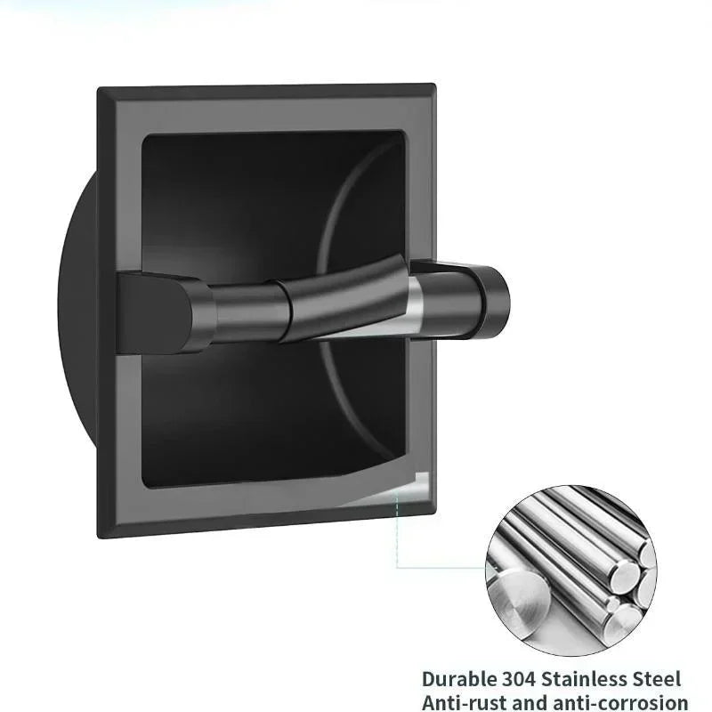 Black Metal Recessed Toilet Paper Holder | Wall Mount Bracket Toilet Paper Holder Qme