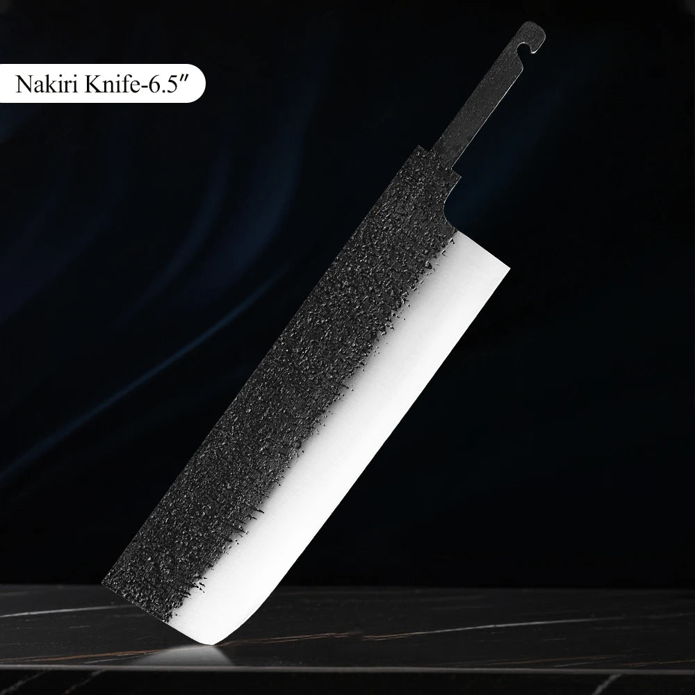 TURWHO VG10 Chef Knife Blank Blade – DIY Hand Forged Steel Knife Blank Blade Qst 6.5 inch Nakiri
