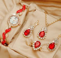 Fashionable Women's Quartz Watch – Stylish Gift Idea Women's Quartz Watch Qme Red set