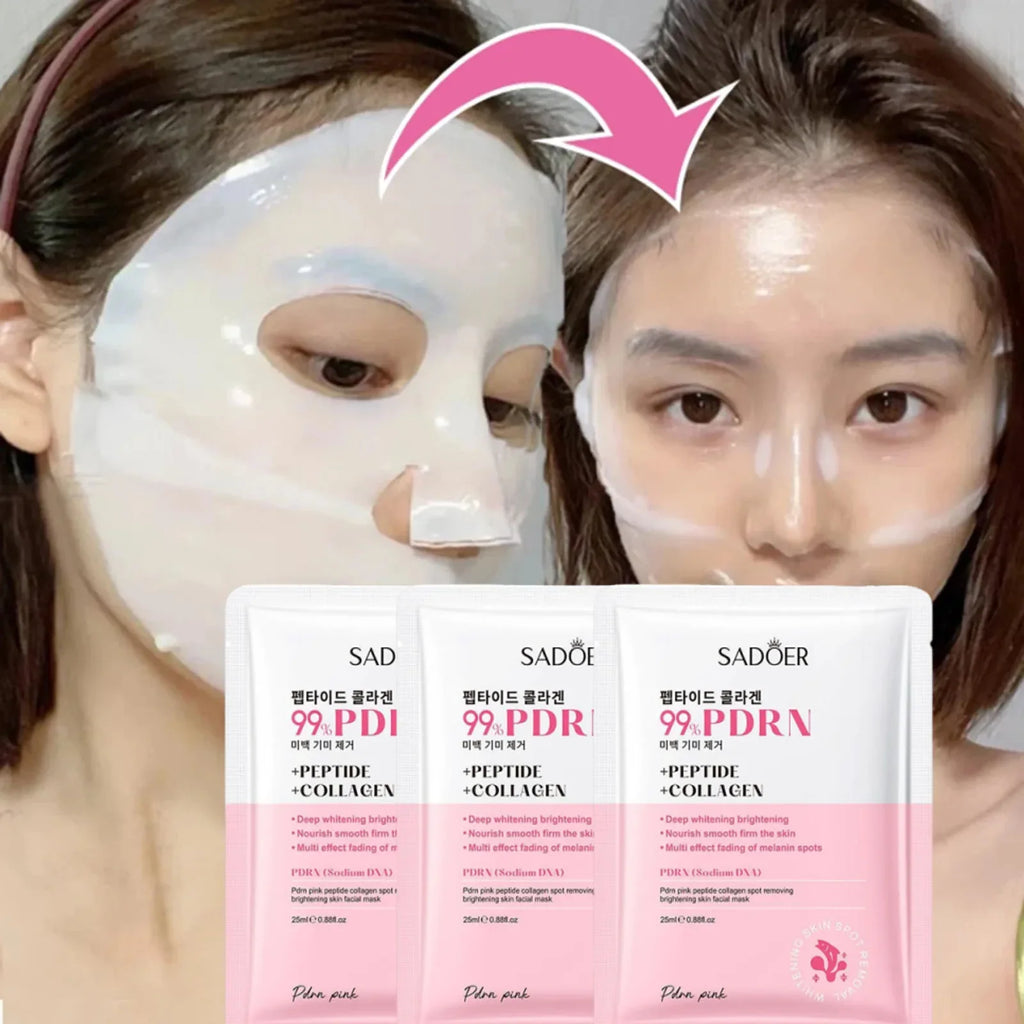 PDRN Collagen Face Mask – Moisturizing Glass Glow Skin Collagen Sheet Mask Qme