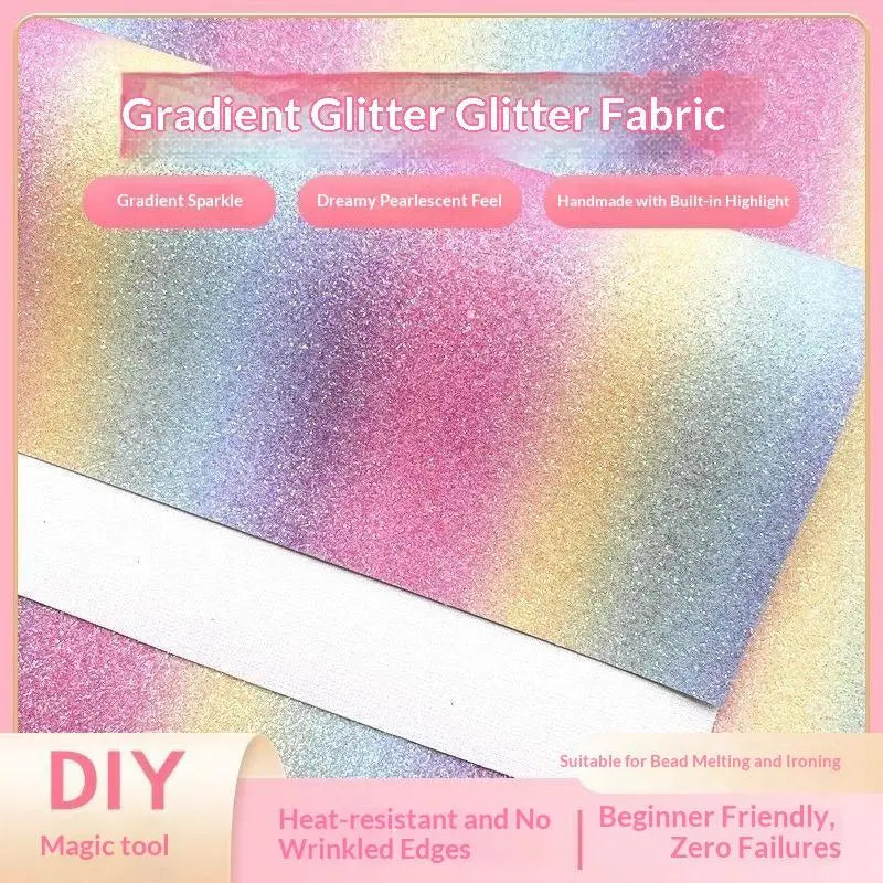 Rainbow Gradient Sequin Iron-On Fabric – DIY Craft Material Sequin Craft Fabric Qme