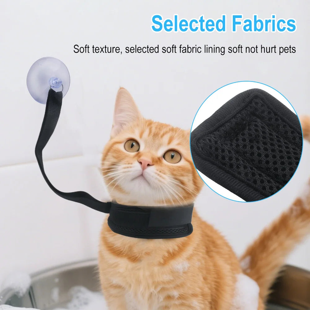 Cat Bathing Harness with Suction Cup – Pet Grooming Restraint Pet Grooming Harness Qst