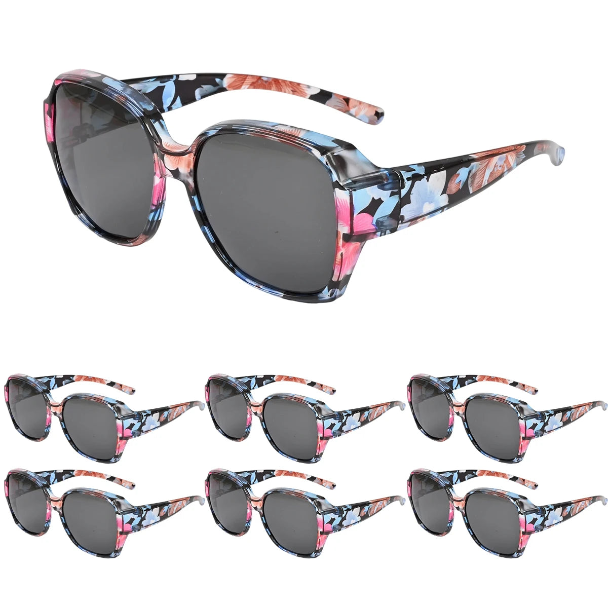 VOPHA T01 Oversized Fit-Over Sunglasses UV400 Unisex Fit-Over Sunglasses Qst 7PCS-Floral