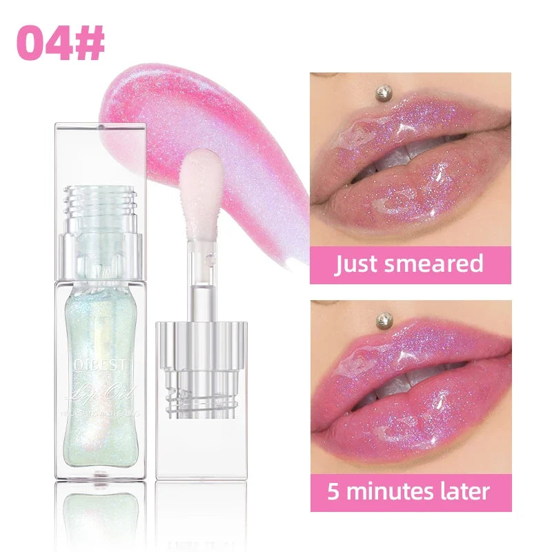 QIBEST Color-Changing Lip Oil Glaze – Moisturizing Balm Gloss Lip Oil Glaze Qme 04