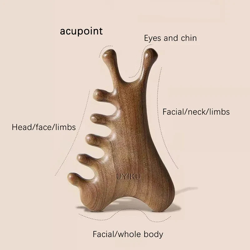 Wooden Handleless Meridian Massage Comb – Wide Tooth Scalp Scalp Massage Comb Qme