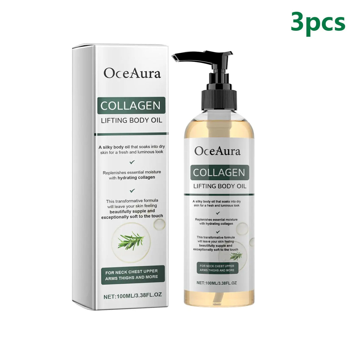 OceAura Collagen Rosemary Firming Body Oil – 100ml Firming Body Oil Qst 3pcs