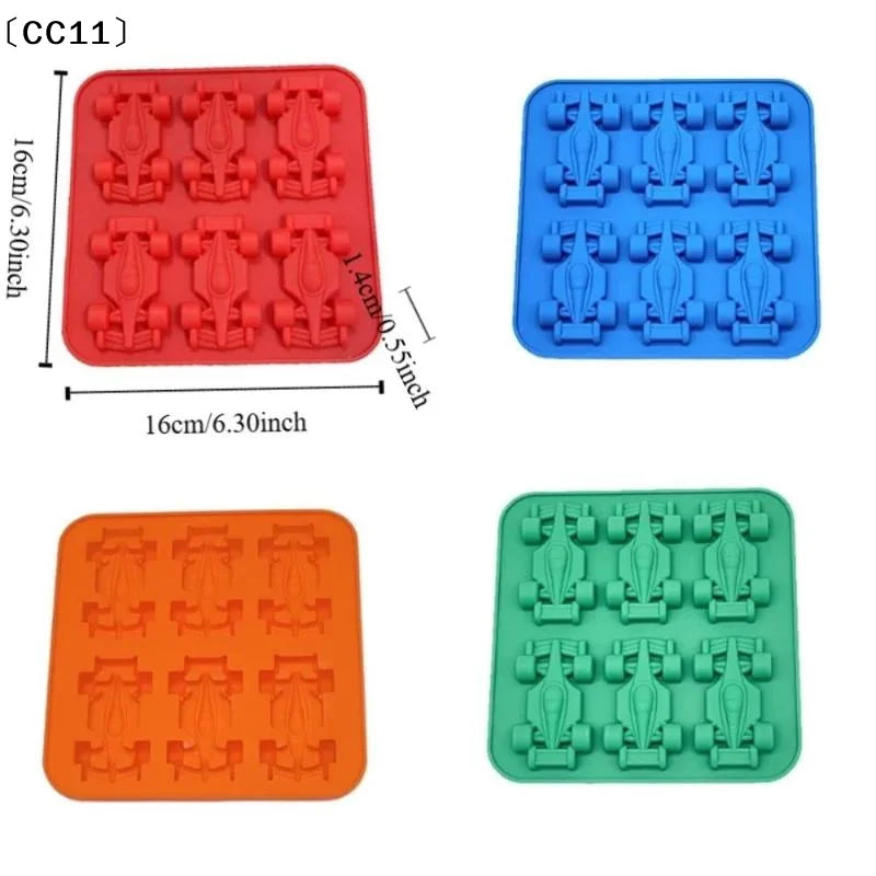 3D Racing Car Silicone Ice Mold | 6-Cavity Chocolate Jelly Tray Silicone Baking Mold Qme