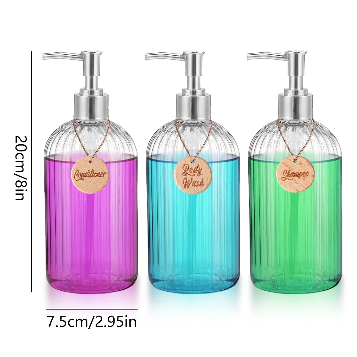 Modern 3-Bottle Refillable Shower Dispenser Set – 500ml Shower Dispenser Set Qme