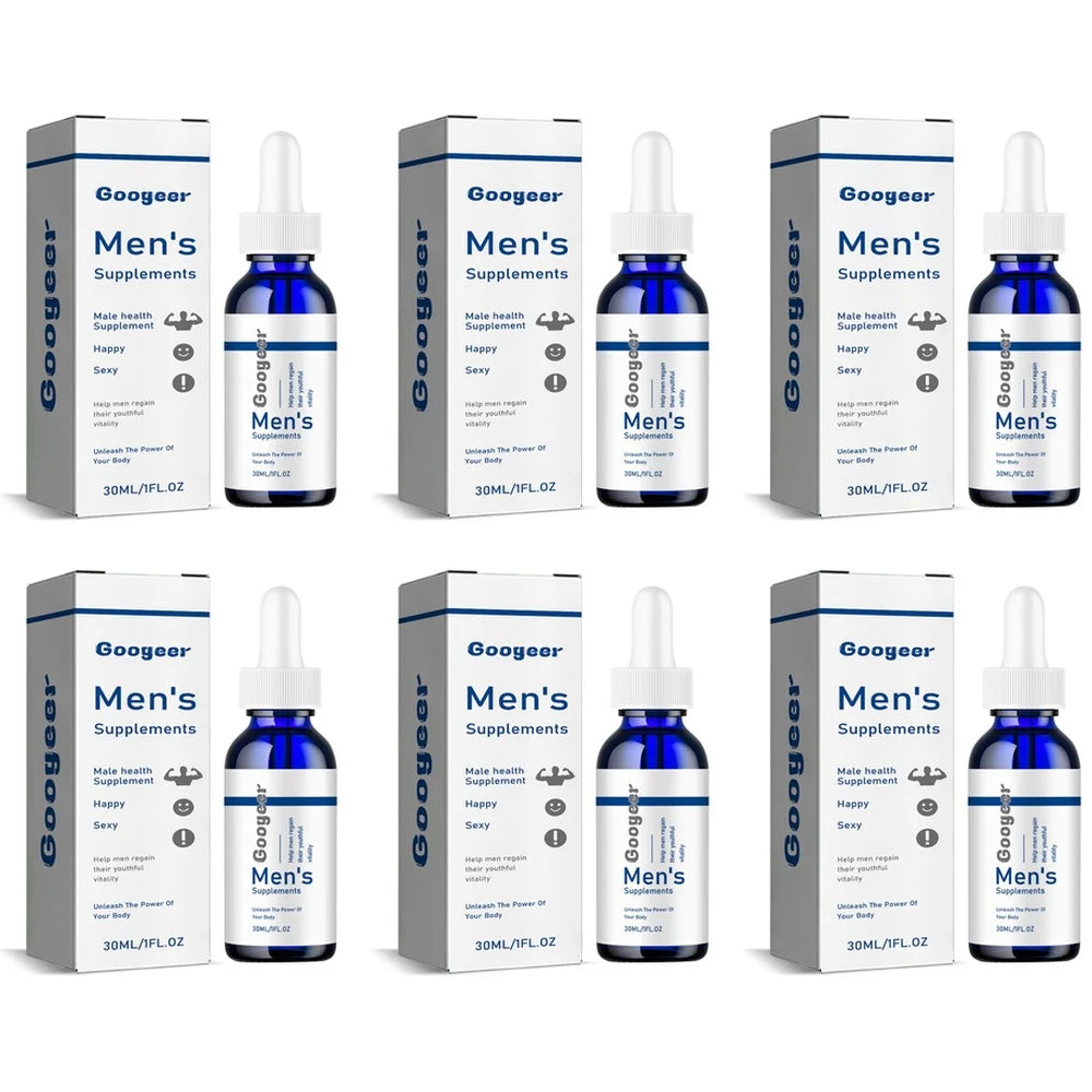 Men's Vitality Drops – Ginseng, Ginkgo, Grape Seed & B12 Herbal Supplement Drops Qst 6 Bottles