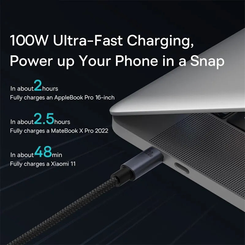 Baseus 100W USB-C to USB-C Fast Charging Cable – PD 5A Braided USB-C Charging Cable Qst