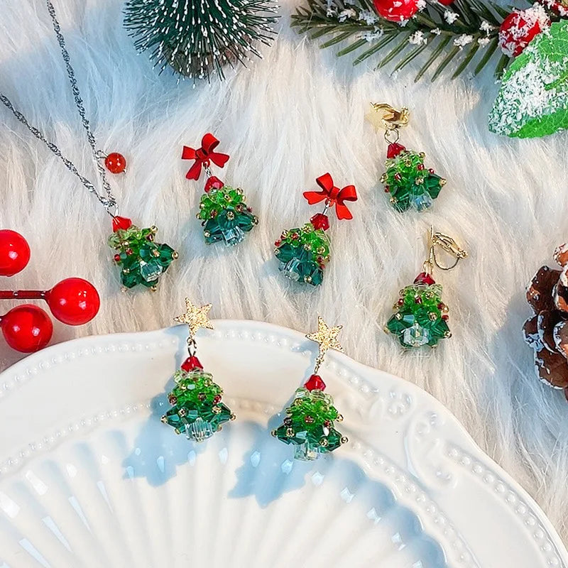 3D Beaded Crystal Christmas Tree Charms for DIY Jewelry DIY Jewelry Charms Qme