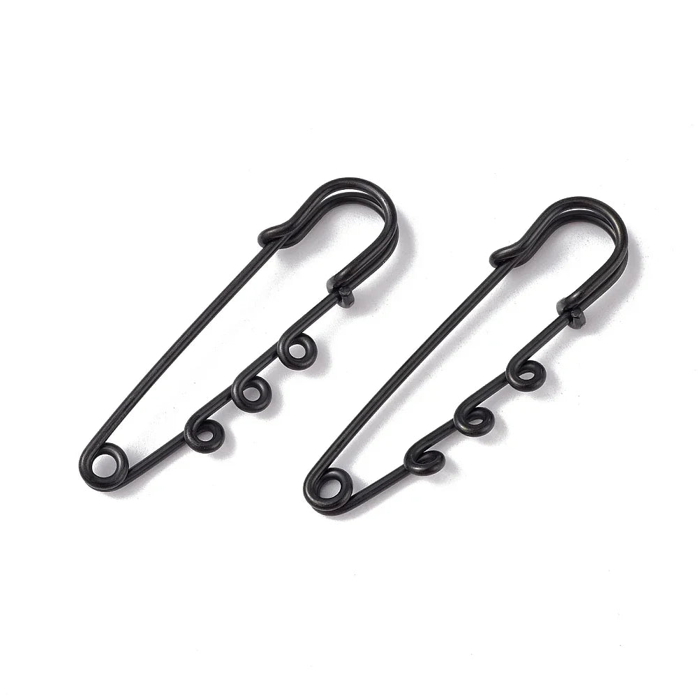 Triple Loop Stainless Steel Safety Pins for Lapel Pin Making – 20pcs Lapel Pin Findings Qme Black