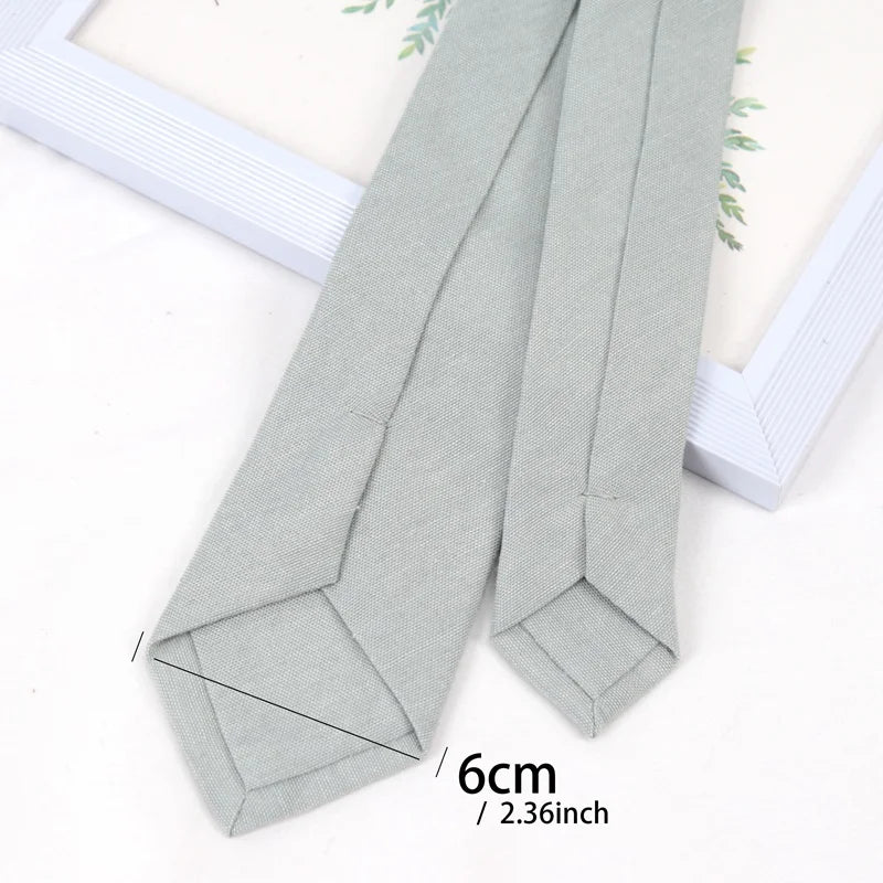 Men's Skinny Grey Cotton Necktie – Handmade Slim 6cm Tie Skinny Necktie Qme