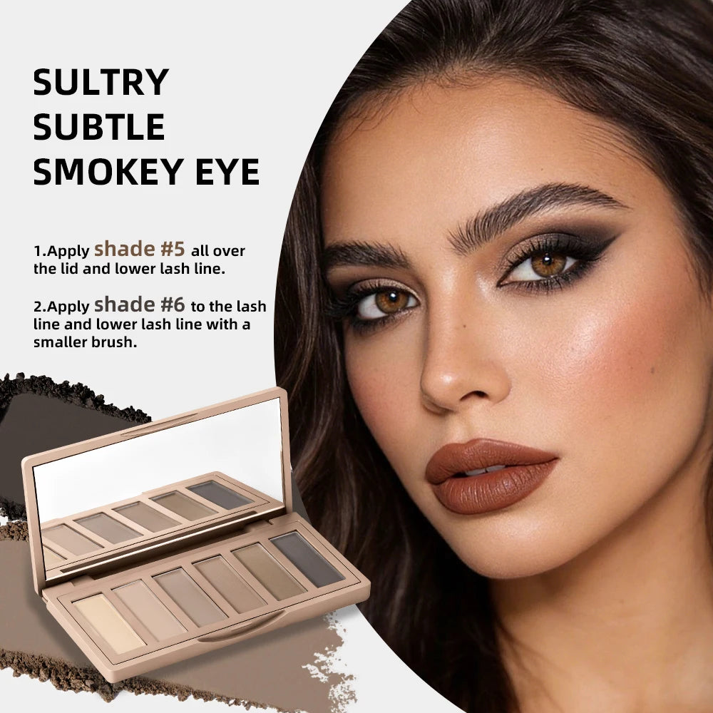 Lakerain 6-Color Eyeshadow Palette – Nude Smokey Matte & Highlight Eyeshadow Palette Qst