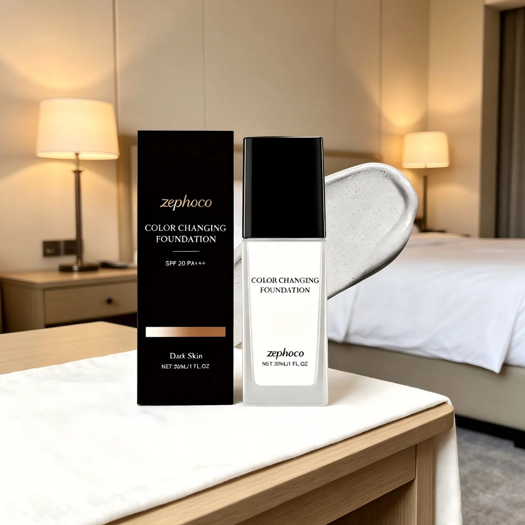 Zephoco Color-Changing Foundation SPF 20 | Full Coverage 30ml Liquid Foundation Qst